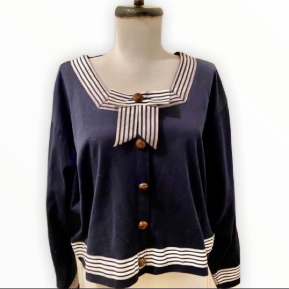 Vintage Navy Wave Sailor Button Up Cardigan Blazer - Picture 2 of 15
